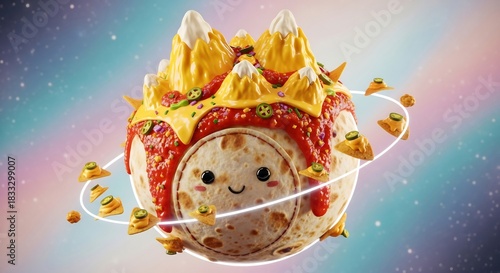 Taco Planet with Salsa Oceans and Nacho Moons — Whimsical 3D Food Art