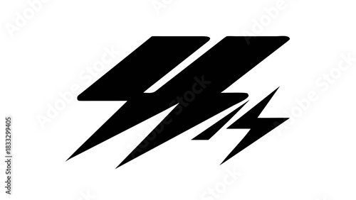 Lightning bolt icon, black lightning symbol, electric strike vector, thunderbolt graphic