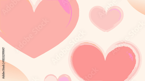 Soft pink hearts abstract background with gentle brush strokes