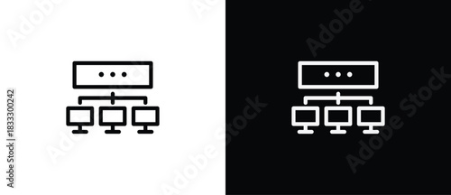 Proxy sharing icon. Cybersecurity linear icon. Network Security, thin vector lines on a transparent and black background. Editable stroke.