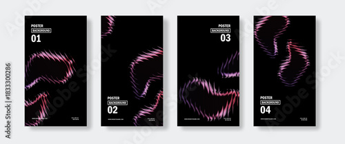 Purple and pink gradient wave shapes created with soft glowing light streaks on a dark background. Perfect for modern posters, digital artwork, creative templates, and elegant abstract design projects