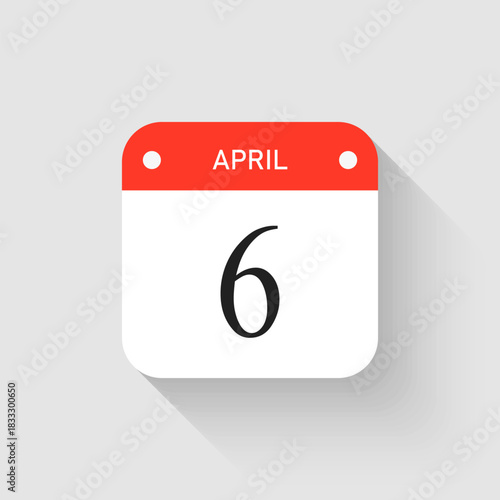 Vector icon page day calendar - 6 April month