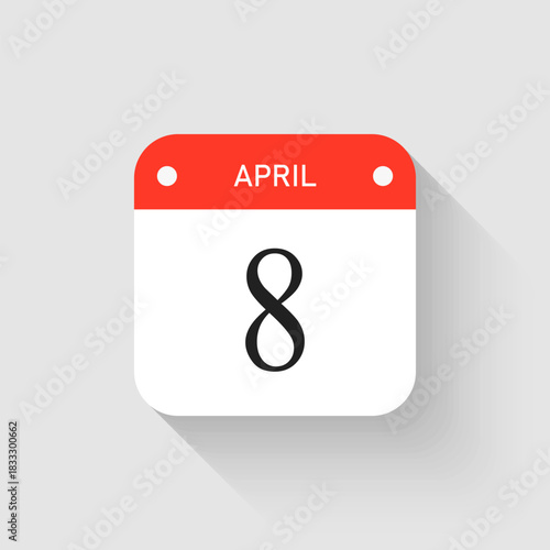 Vector icon page day calendar - 8 April month