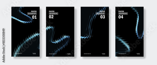 Cool blue wave shapes created with smooth cyan light streaks on a dark background. Perfect for modern posters, digital artwork, creative templates, and abstract visual design projects.