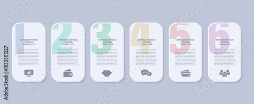 Business infographic template process with 6 options or steps. Vector illustration.