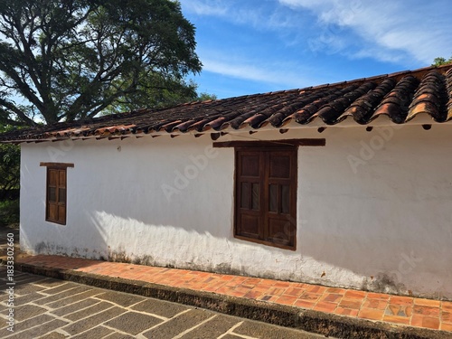 View of Barichara cobblestone streets and colonial architecture, Bucaramanga Santander Colombia Tourists towns photography
