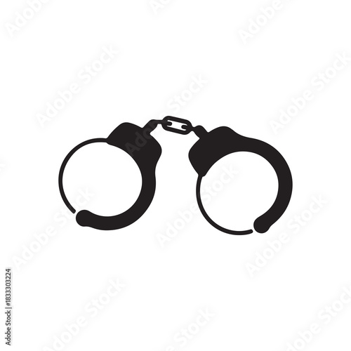 Minimalist Black and White Vector Illustration of Handcuffs