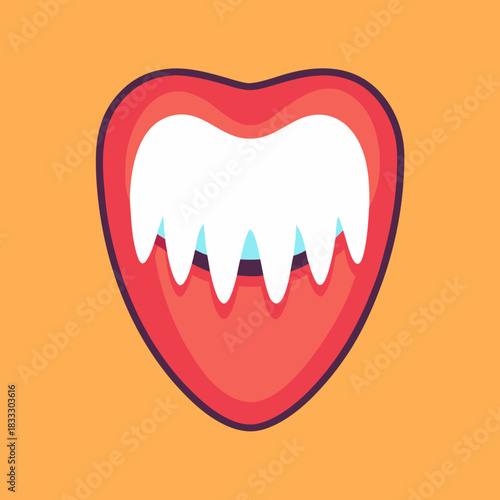 Showcase dental health with this vibrant icon of healthy white teeth in a heart shaped mouth, perfect for dentists, orthodontists, and oral care product marketing campaigns