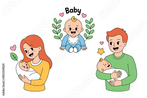 A happy family with a baby and parents, symbolizing love and care.