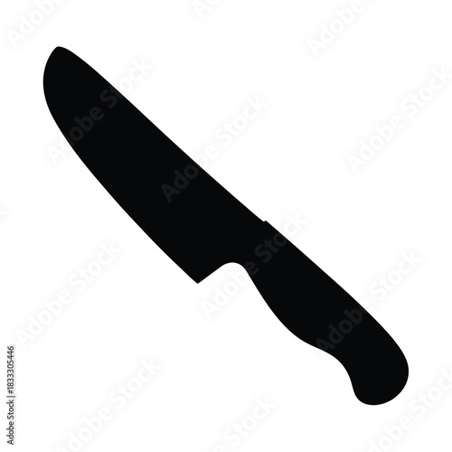 Simple silhouette of a chef's knife with white background illustration