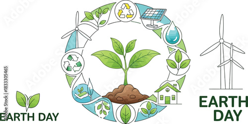 Growing plant symbolizes environmental sustainability and clean energy for a healthy planet