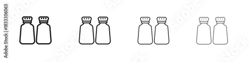 Salt and pepper shakers icons collection web design, minimal line style