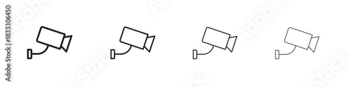 Security camera icons collection web design, minimal line style