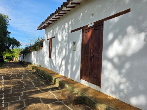 View of Barichara cobblestone streets and colonial architecture, Bucaramanga Santander Colombia Tourists towns photography