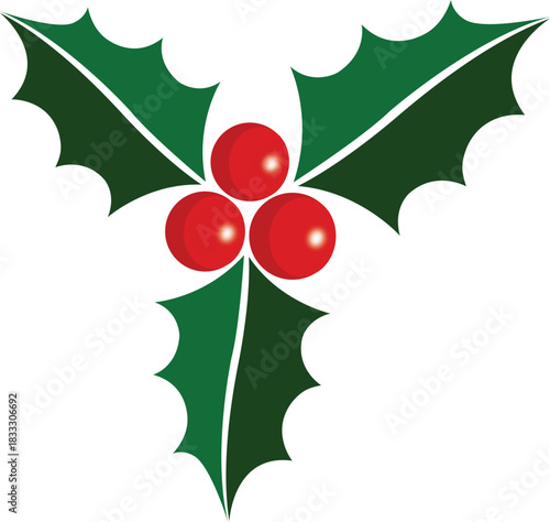 Holly berry icons, Christmas logo with holly berries	