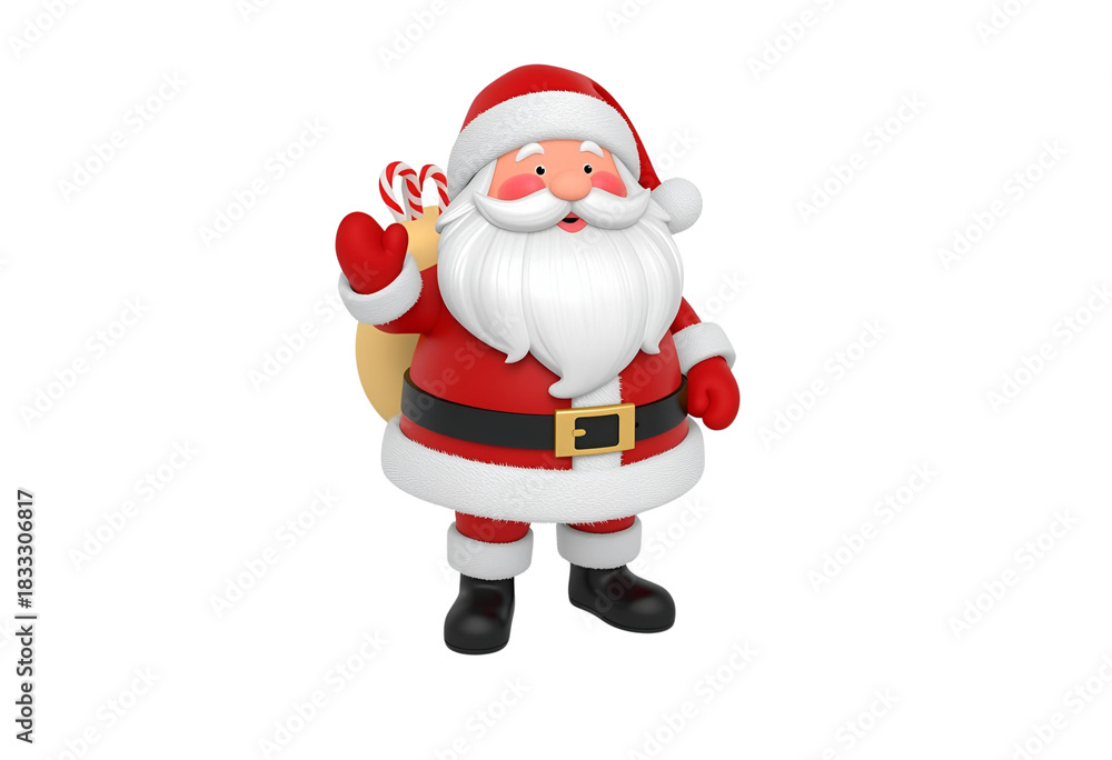 Fototapeta premium Santa Claus clipart 3D rendering for Christmas and New Year.