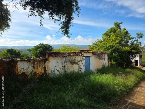 View of Barichara cobblestone streets and colonial architecture, Bucaramanga Santander Colombia Tourists towns photography