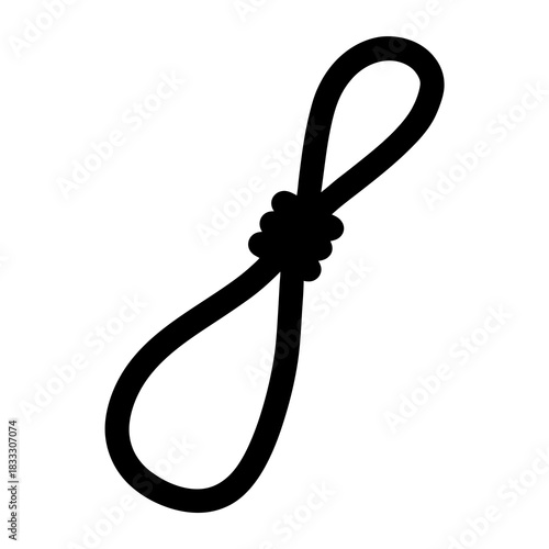 A simple rendering of a rope tied into a loop, black on white