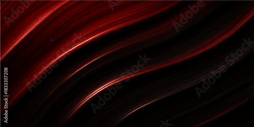 Flowing red silk fabric waves with a smooth abstract texture and subtle light pattern