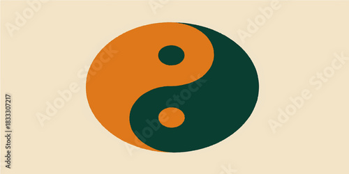Black and white Yin Yang symbol icon representing Zen harmony, balance, and Taoist philosophy vector illustration