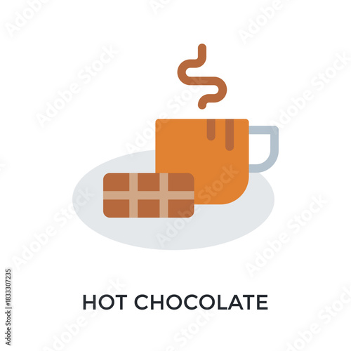 Hot Chocolate Icon Flat Color Style. Vector Illustration For Graphic Design
