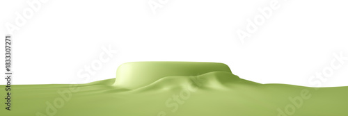 3d green hills on abstract cartoon background. 3d spring landscape green mountain, field, meadow, tree. Park scene. Nature podium isolated. Childish cartoon vector illustration