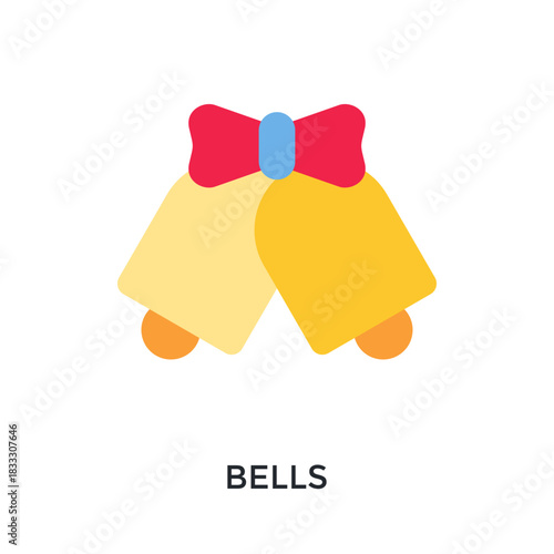 Bells Icon Flat Color Style. Vector Illustration For Graphic Design