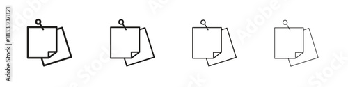 Sticky note icons collection web design, minimal line style