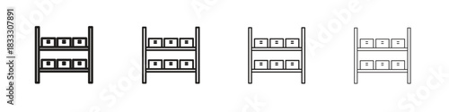Storage rack icons collection web design, minimal line style