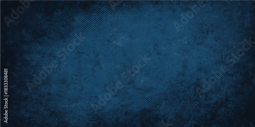 Dark blue grunge wall texture background with vintage paper copy space