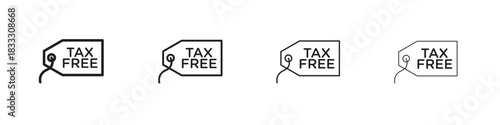 Tax free icons collection web design, minimal line style