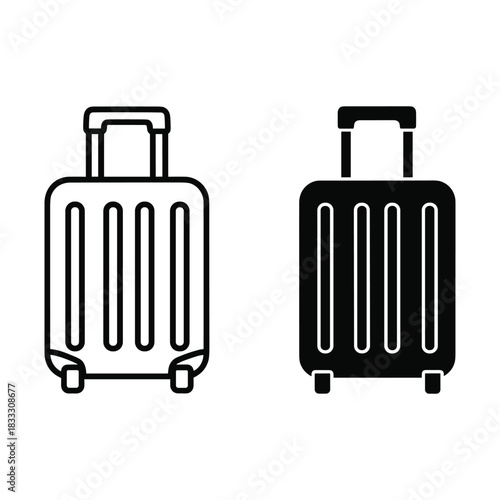 Outline and Silhouette Suitcases with Wheels and Handles