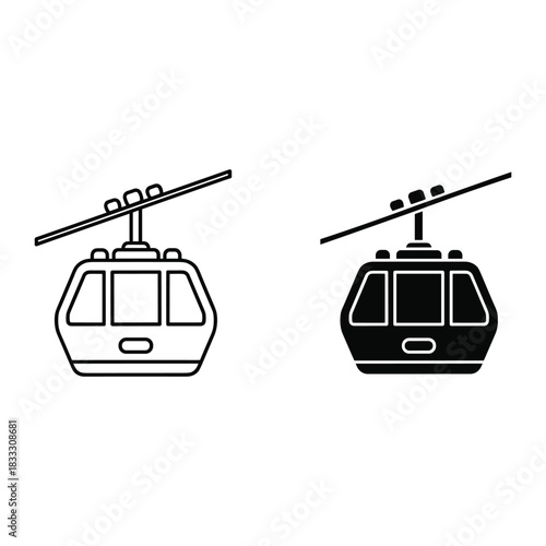 Cable Car Icon Line Art and Silhouette gondola ski lift