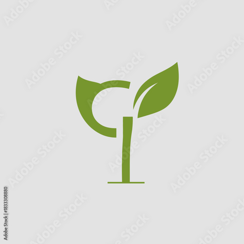 Green plant icon symbolizing growth nature and environmental concepts