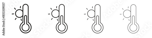 Temperature warning sign icons collection web design, minimal line style