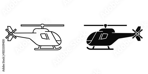 Helicopter Icon Line Art and Silhouette aircraft aviation