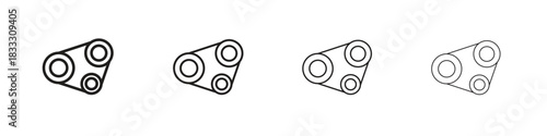 Timing belt icons collection web design, minimal line style