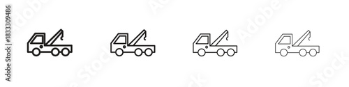 Tow truck icons collection web design, minimal line style