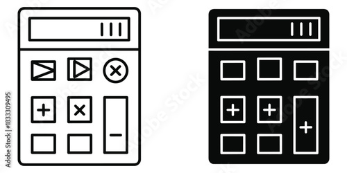 Calculator Icon Line Art and Silhouette calculation