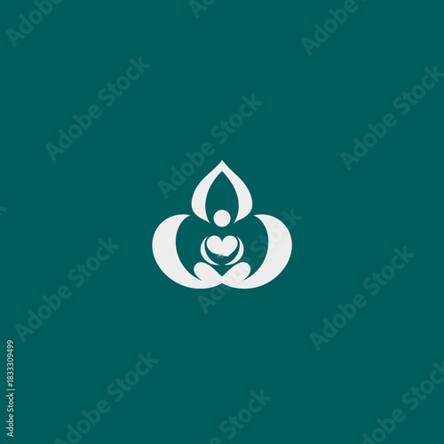 Abstract illustration of a person in lotus position forming a heart