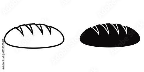 Outline and Silhouette Loaf of Bread Icons bakery food