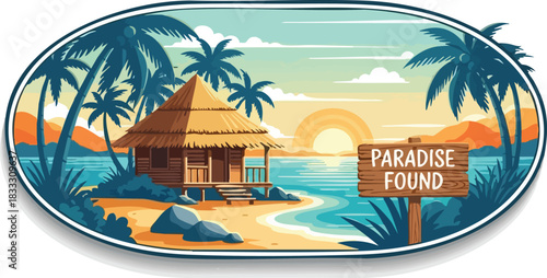 Tropical Paradise Beach Hut Escape at Sunset