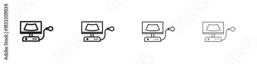 Ultrasonography icons collection web design, minimal line style