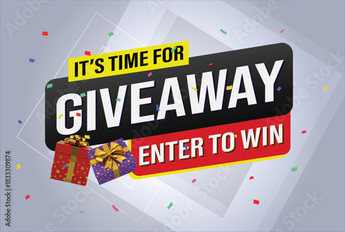giveaway enter and win word vector gift box surprise style for social media landing page, template, ui, web, mobile app, poster, banner, flyer, background, gift card, coupon, label, wallpaper

