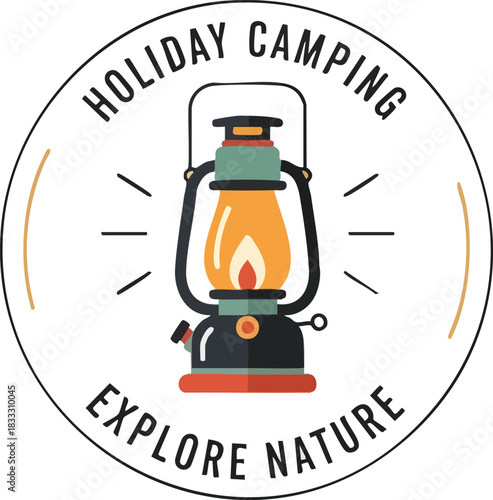 Holiday Camping Explore Nature with Vintage Lantern Illustration for Outdoor Adventure