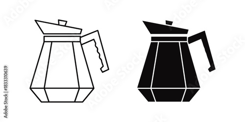 Coffee Maker Icons Line Art and Silhouette moka pot