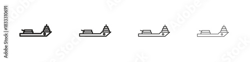 Warship icons collection web design, minimal line style