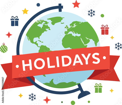 Festive World A Cheerful Globe Celebrating the Holiday Season