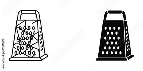 Grater icon outline and filled kitchen utensil