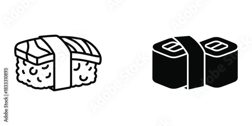 Sushi icon outline and filled food japanese
